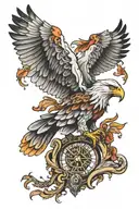 half skeleton eagle tattoo design idea