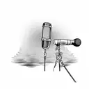 Singer  microphone Engine Steampunk tattoo design idea