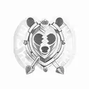 Bear Trap hearth shaped  tattoo design idea