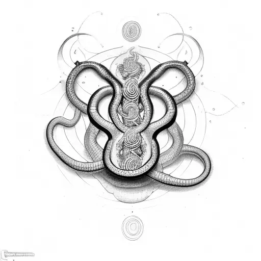 snake wrapped around chakras tattoo design idea