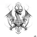 dragon, orchid, ancient greece, vikings, full arm tattoo design idea