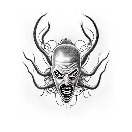 half delirious (wrestler)face half ultra mantis black (wrestler) face tattoo design idea