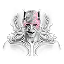 half delirious (wrestler)face half ultra mantis black (wrestler) face tattoo design idea