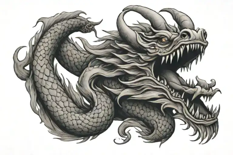 Chinese dragon wrapped around left collarbone  tattoo design idea