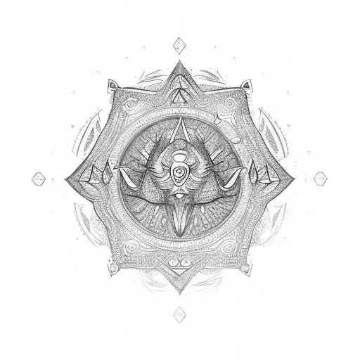 An intricate mandala design incorporating hunting elements like bows, arrows, and animal tracks tattoo design idea