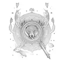 An intricate mandala design incorporating hunting elements like bows, arrows, and animal tracks tattoo design idea