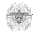 An intricate mandala design incorporating hunting elements like bows, arrows, and animal tracks tattoo design idea