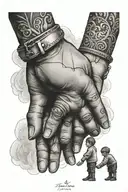 father son daughter holding hands tattoo design idea