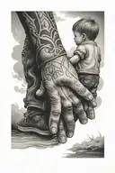 father son daughter holding hands tattoo design idea
