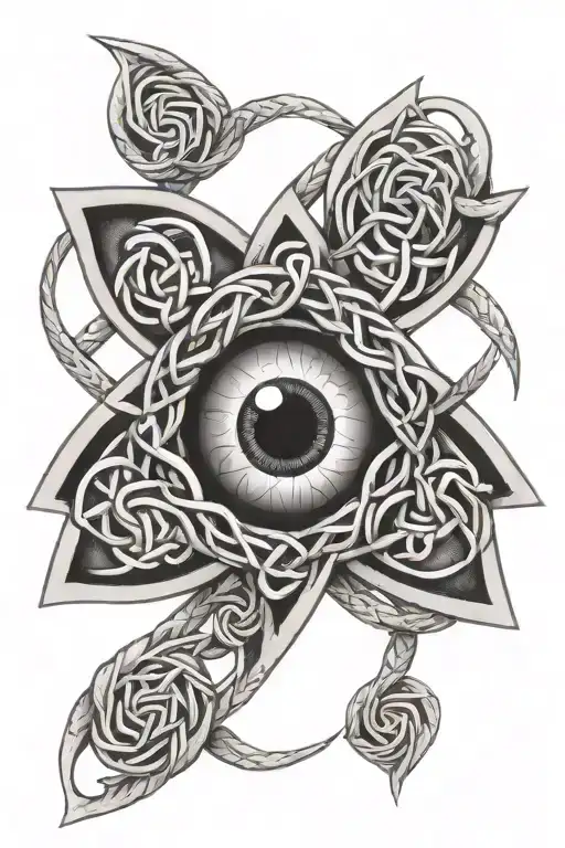 Celtic knots single eyeball in the middle  tattoo design idea