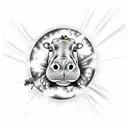 hippo getting abducted by aliens tattoo design idea