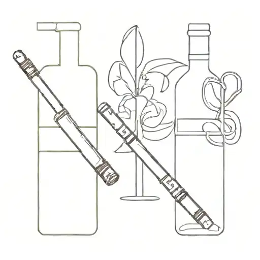 Cigarette and wine bottle am and pm tattoo design idea