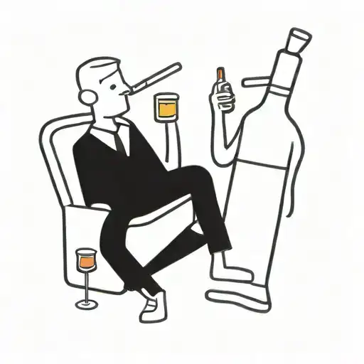 mini  Cigarette and wine bottle am and pm  tattoo design idea