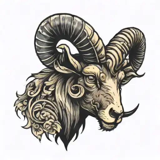 violent ram head with crashing into heart tattoo design idea