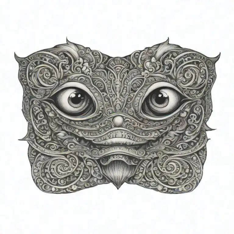 three eyed bullhead tattoo design idea