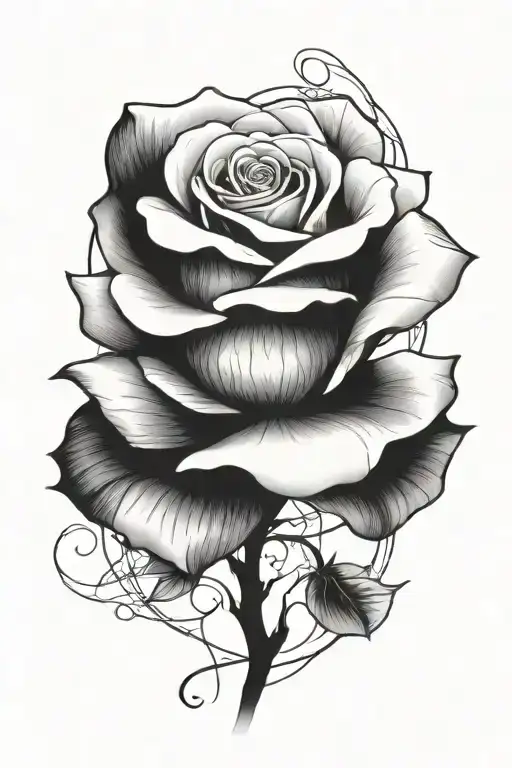 dark shadow rose tattoo design idea
