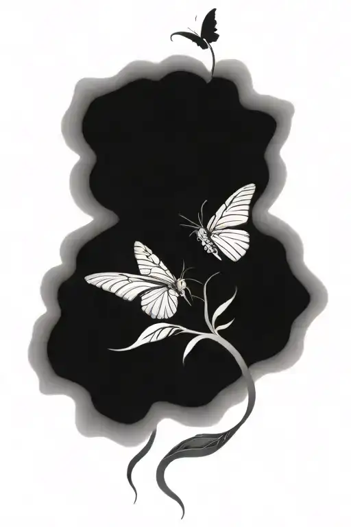 roses butterflys tattoo design idea