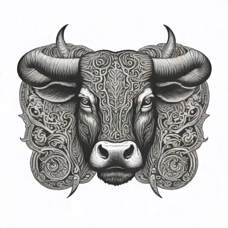 Bull head tattoo design idea