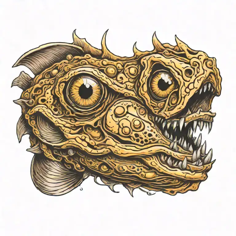 three eyed bullhead  tattoo design idea