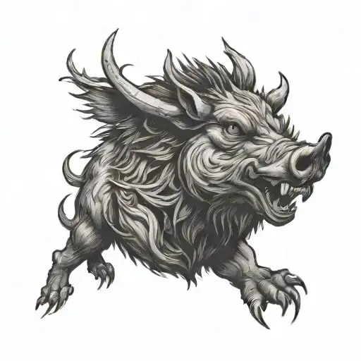 vicious boar head front view tattoo design idea