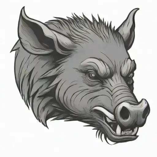 angry boar head front view tattoo design idea