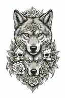 wolves  roses  skulls tattoo design idea