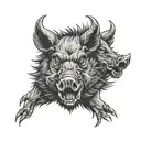 vicious boar head front view tattoo design idea