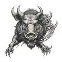 vicious boar head front view tattoo design idea