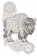 bison & mandala tattoo design idea