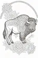 bison & mandala tattoo design idea