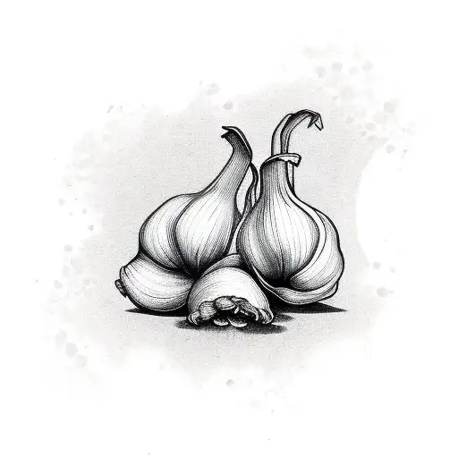 garlic with feet tattoo design idea