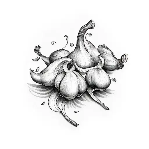 garlic with feet tattoo design idea