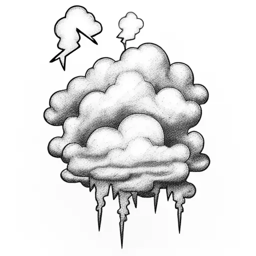 storm with clouds and lightning tattoo design idea
