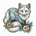 arctic fox surrounded tattoo design idea