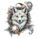 arctic fox surrounded tattoo design idea
