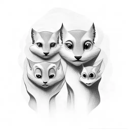 familia, dos nenas y un matrimonio. mirando de espaldas al cielo estrallado. las niñas mirando a través de un telescopio tattoo design idea