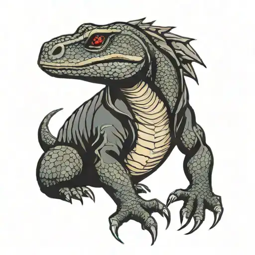 komodo dragon and black jacket tattoo design idea