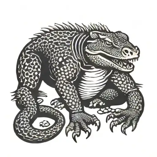 komodo dragon of black jacket tattoo design idea