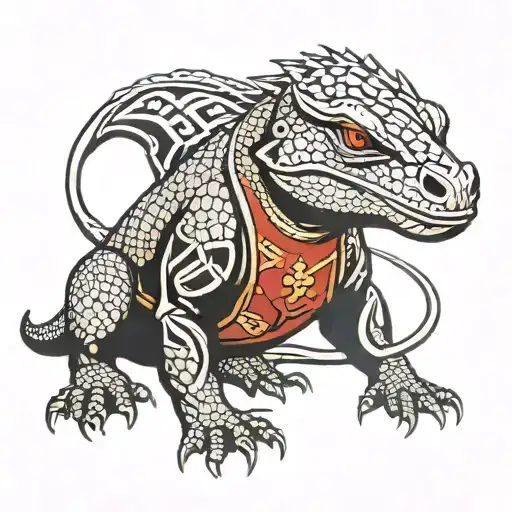 komodo dragon of black jacket tattoo design idea