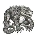 komodo dragon of black jacket tattoo design idea