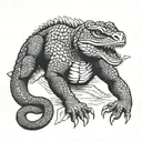 komodo dragon of black jacket tattoo design idea