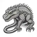 komodo dragon of black jacket tattoo design idea