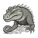 komodo dragon of black jacket tattoo design idea