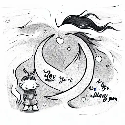Sketch Love You To The Moon And Back Daddys Tattoo Idea - BlackInk AI