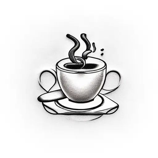 A barista brewing freedom into a cup of coffee tattoo design idea