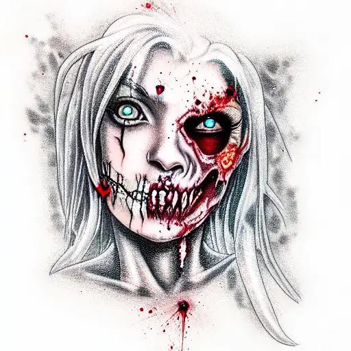 zombie girl tattoo design idea