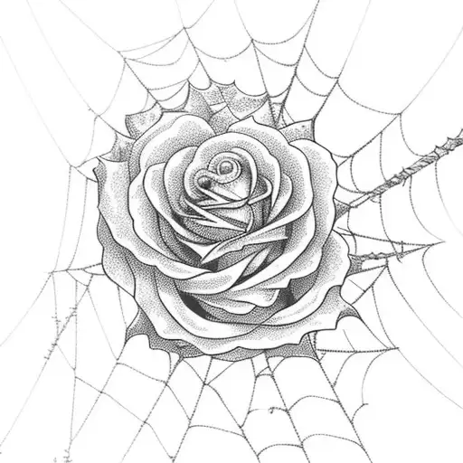 spider web on pink roses and spider on that web big spider tattoo design idea