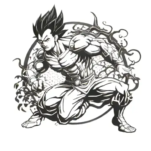 Vegeta posing around tree of life china  tattoo design idea