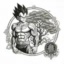 Vegeta posing around tree of life china  tattoo design idea