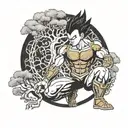 Vegeta posing around tree of life china  tattoo design idea